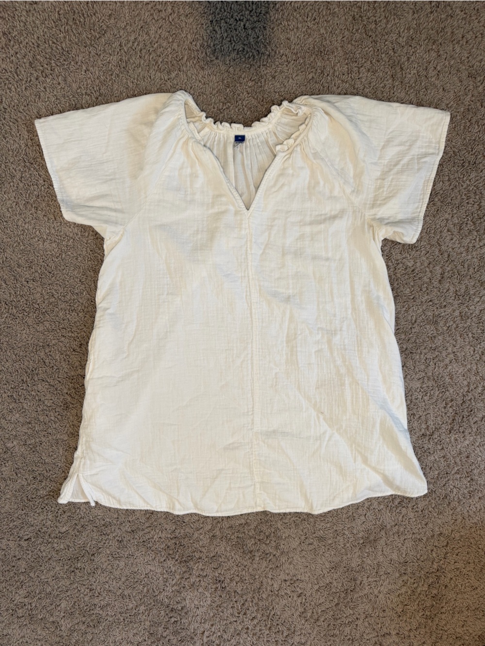 Old Navy White Ruffled Neck Dress
